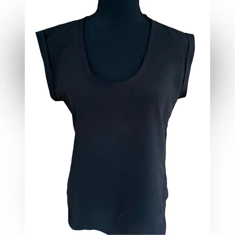 J Crew black scoop neck top , 100% polyester size S.